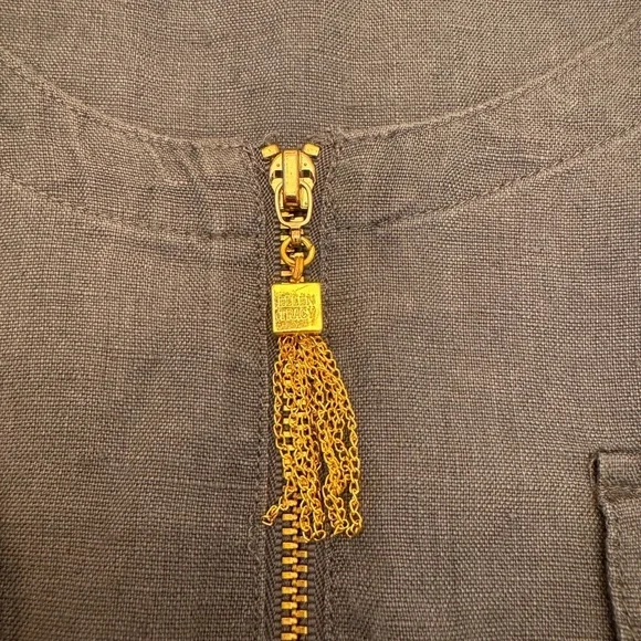 Ellen Tracy Linen Half Zip Tunic L - Picture 4 of 7